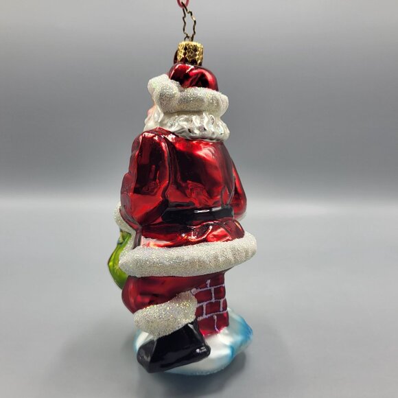Christopher Radko Santa Claus Christmas Tree Ornament Glass Blown Chimney Scene - Picture 6 of 16